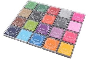 Premium DIY Ink Pad Set with 20 Vibrant Colors for Rubber Stamp Crafting - EcoFriendly Safe Sponge Ink Pads for Scrapbook Dec