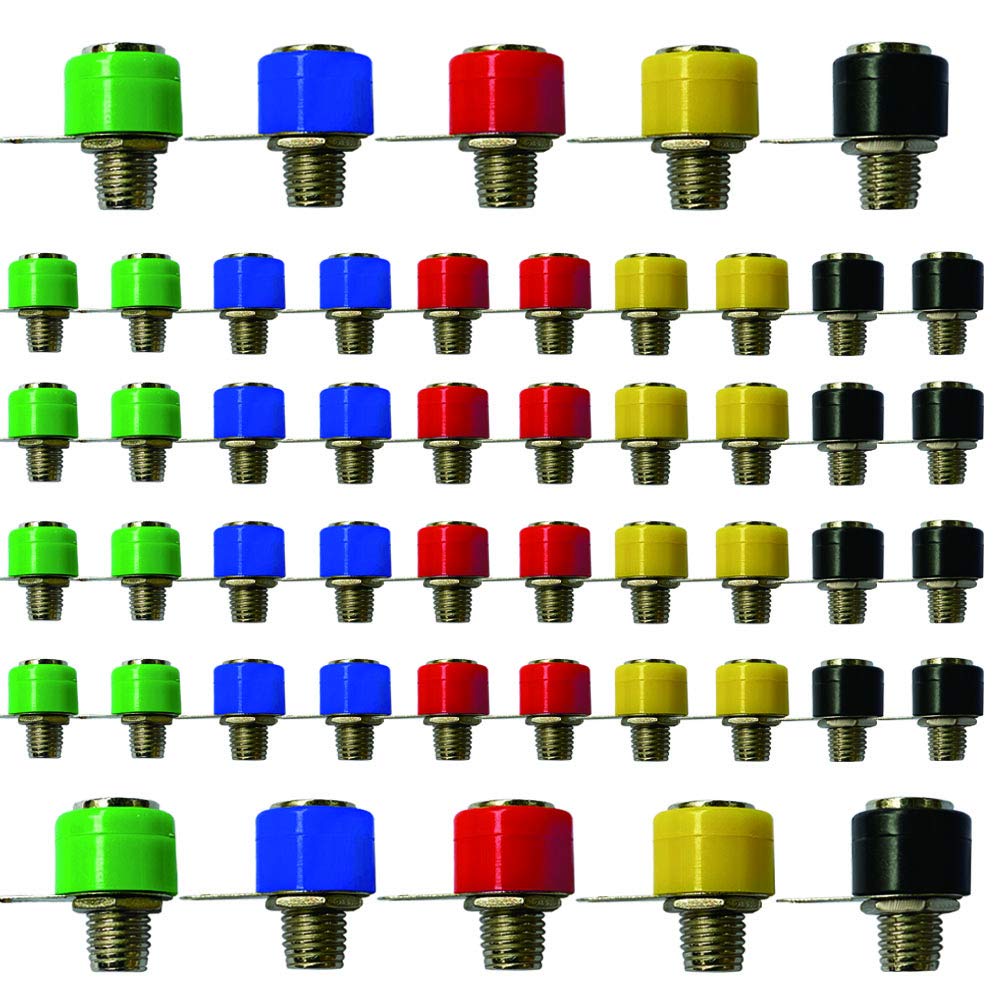 senvenelec 50Pcs 4mm Banana Binding Terminal Jack, Mini Banana Adapters, Banana Type Panel - 5 Color.