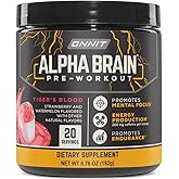 ONNIT Alpha Brain Pre-Workout Powder, IGEN™ Non-GMO Tested, Tiger's Blood Flavor, Pre-Workout Supplement for Women and Men, Dietary Supplement, 20 Servings per Tub, 6.76 oz