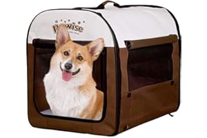 PAWISE Collapsible Soft Dog Crate Pet Kennel Houses, Portable Dog Crates for Medium Dogs, Lightweight Travel Crate Kennel Indoor & Outdoor, 26"x18"x21",Medium