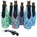 Beer Bottle Sleeves - Set of 6 - Extra Thick Neoprene with Stitched Fabric Edges with Bonus Bottle Opener (Paisley)