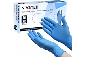 100PCS Nitrile Gloves Medium, Disposable Gloves, Blue, Latex Free & Powder Free, Cooking and Cleaning Gloves Gants Jetables