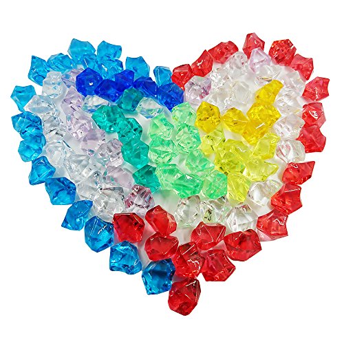 Bestgle 100Pcs 8.5OZ Fish Bowl Decoration Stone Aquarium Ornament Gravel Glass Beads Acrylic Crystals Gems Ice Rocks for Table Scatter, Vase Filler, Event, Wedding, Arts, Crafts & Fish Tank, Colorful