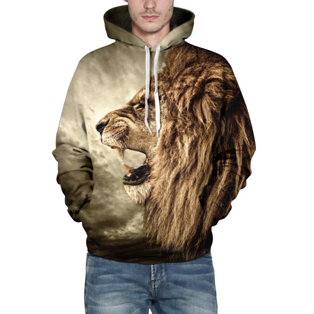 3d lion print hoodie