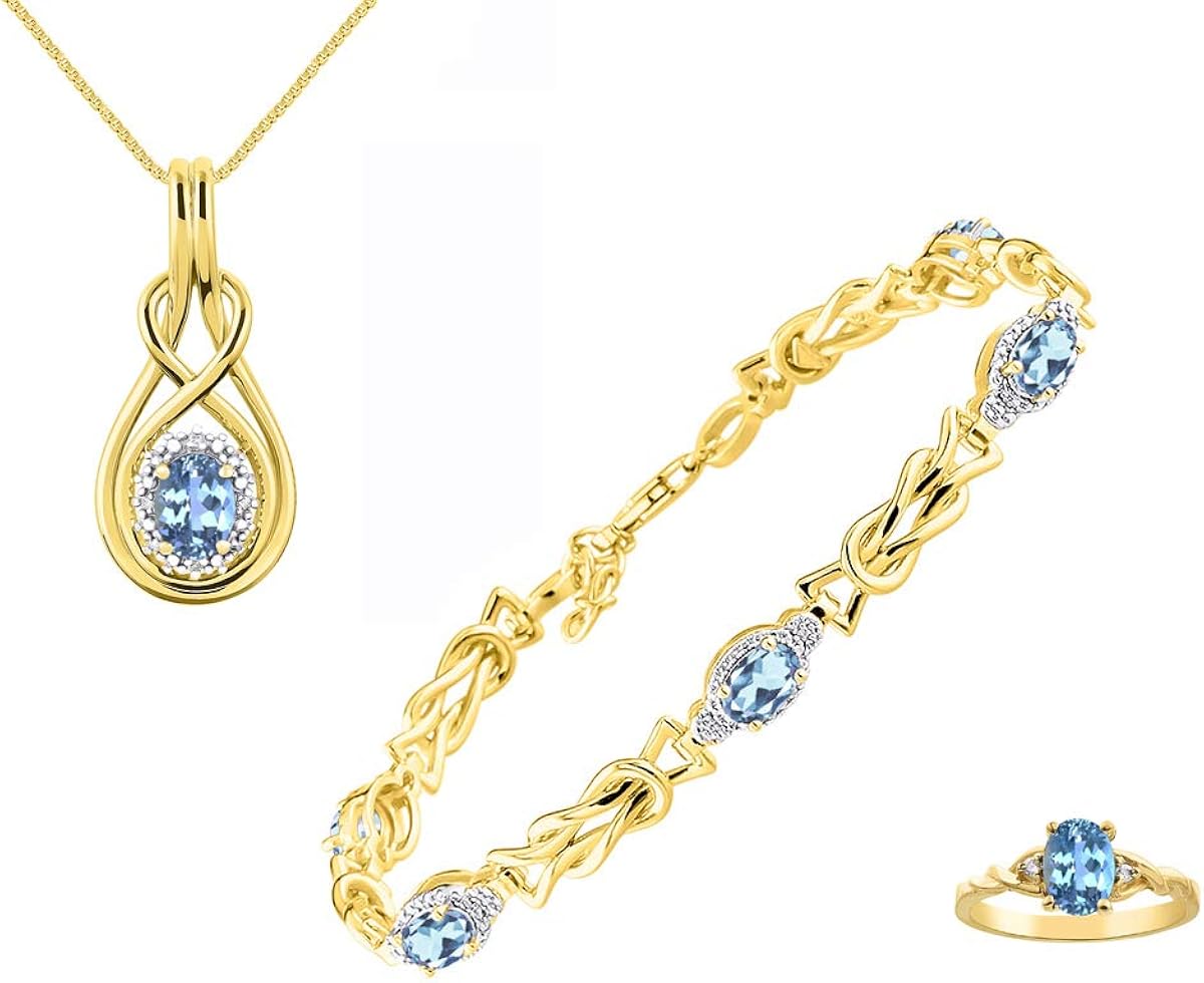 RYLOS Jewelry For Women Yellow Gold Plated Silver Love Knot Tennis