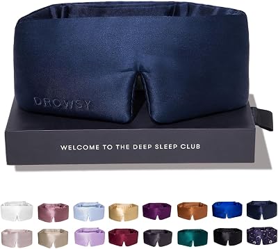 Drowsy Silk Sleep Mask Midnight Blue – Face-Hugging Cushioned Mulberry Silk
