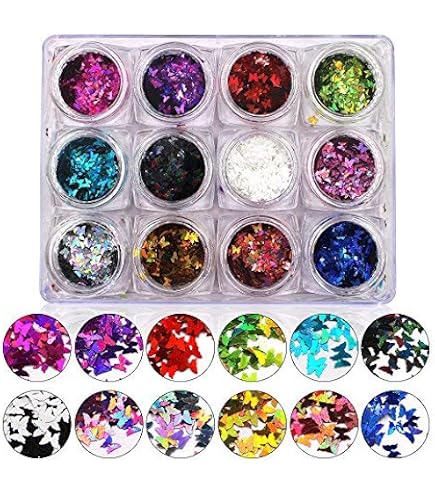 Assortiment de paillettes holographiques rouges en forme de cœur pour nail art - Pour la Saint-Valentin - Accessoires de manucure en acrylique - 12 grilles