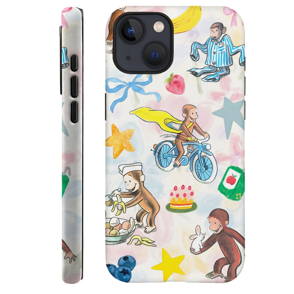 Case for iPhone 13 - [Drop Protection Phone Cover] - Hybrid Case for Girl Women - Cute Monkey Fruit