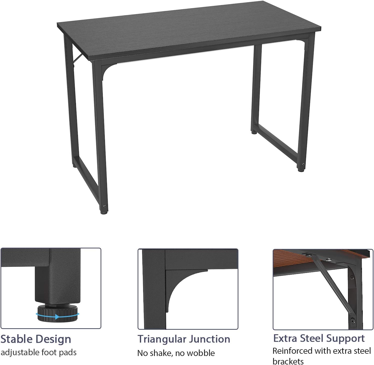 Homfio Computer Table 32 Inch Study Writing Home Office Desks, Modern Simple Sturdy PC Laptop Gaming Desk, Multi Usage Workstation Wood Work Table for Small Space, Easy to Assemble, Black: Kitchen & Dining