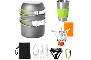 Gutsdoor Camping Cookware Set Camping Cooking Set Non Stick Family Backpacking Cooking Set Lightweight Stackable Pot Pan Bowl
