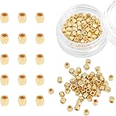 BEADIA 14K Gold Plated Faceted Spacer Beads 2.5x2.5mm 50pcs for Jewelry Making Findings Non Tarnish