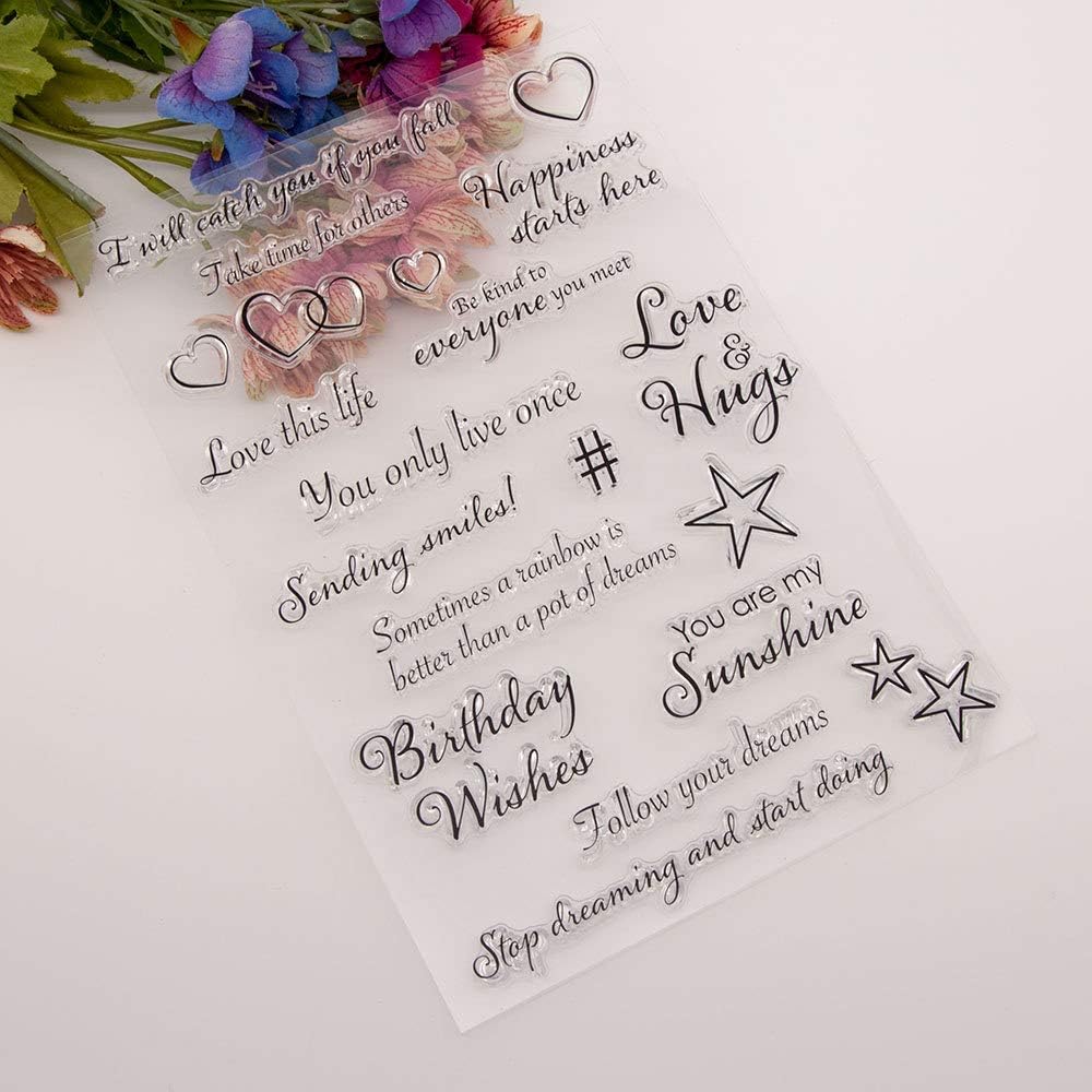 Sentiment Verses You Only Live Once Birthday Wishes Love Hugs You are My Sunshine Rubber Stamps Clear Stamps for Card Making Decoration and DIY Scrapbooking Rubber Stamps for Crafts - Image 5