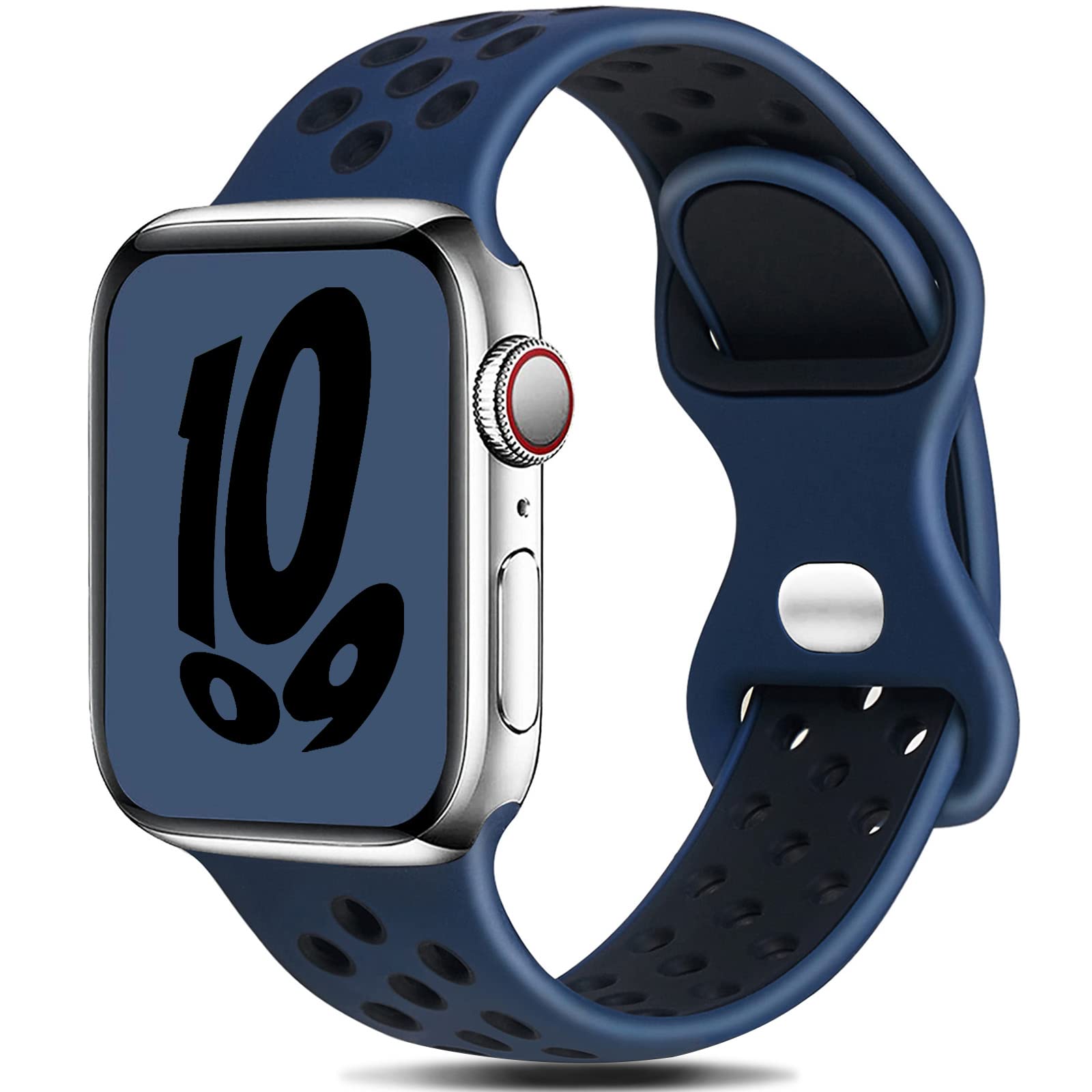 Sport Strap Compatible with Apple Watch Straps 44mm 42mm 45mm 46mm 49mm 41mm 40mm 38mm,Breathable Silicone Sport Band Replacement for iWatch Series Ultra 10/9/8/7/6/5/4/3/2/1/SE Men Women