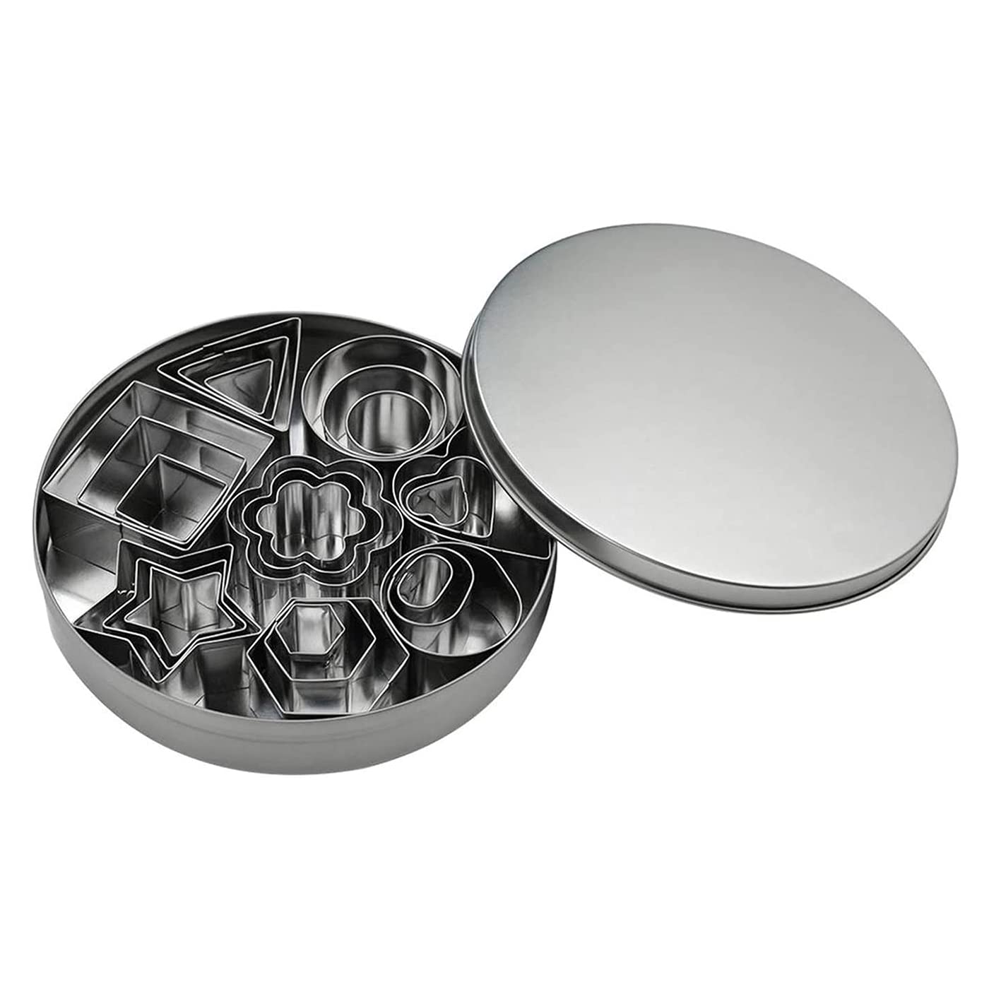 Hsthe Sea 24 PCS Mini Cookie Cutter Set, Stainless Steel Biscuit Cookies Cutters Molds,Geometric Shapes Cutters, 8 Cutter Shapes in 3 Sizes Each,Xmas DIY Cake Decoration