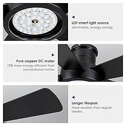 Ceiling Fans with Lights,Modern Low Profile Ceiling