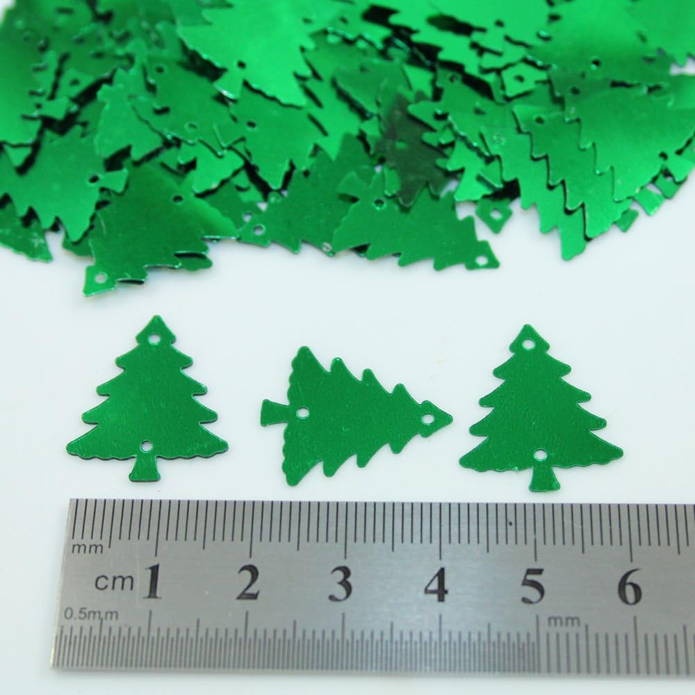 Beads4crafts RED or GREEN CHRISTMAS TREE SHAPED SEQUINS 15 Grams. EMBELLISHMENTS DECORATION CRAFTS Free UK Postage (Green - c1382)