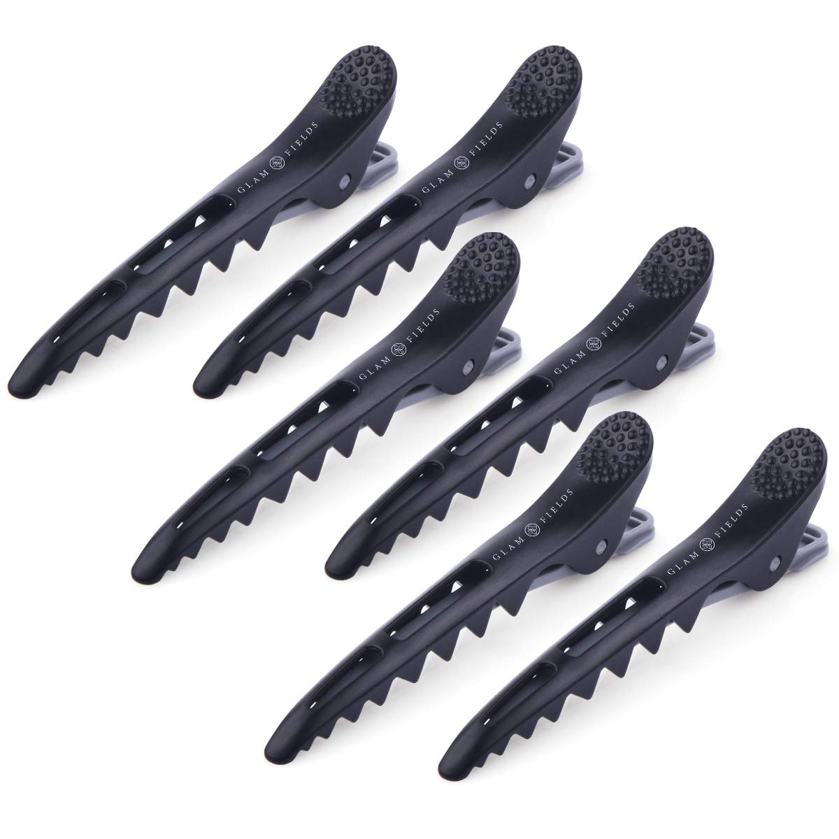 GLAMFIELDS 6 Pack Professional Plastic Shark Hair Clips for Styling and Sectioning - Durable Shark Hair Clip with Non-slip grip & Wide Big Teeth for Easy Styling Thick/Thin : Beauty