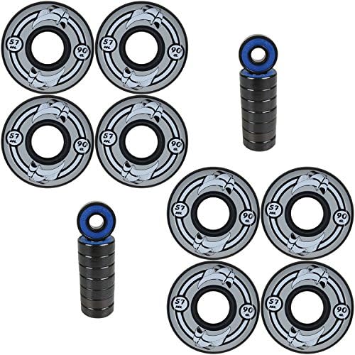 Aggressive Inline Skate Wheels Rodas Razors 57mm 90a Black 8 Pack Abec 7 Bearing