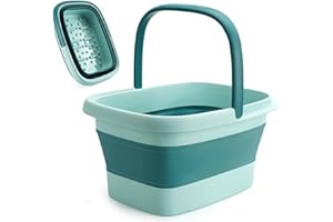 KASSAE Collapsible Foot Bath Soak Tub with Handle: 15L/4 Gallons Extra Large Foot Soaking Tub - Portable Foot Bath Basin Foot Bucket for Soaking Feet - Pedicure Bowl (Green)