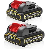 Bebenrama 2Pack 4.0Ah Battery Rechargeable Compatible with Dewalt 12V Max Battery Replacement for DCB120, DCB121, DCB127(Not Made by Dewalt)
