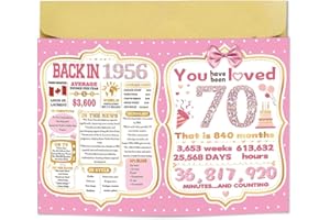 70th Birthday Cards for Women 70th Birthday Gift Card with Envelope Happy 70th Birthday Decorations for Mother Wife 70 Year O