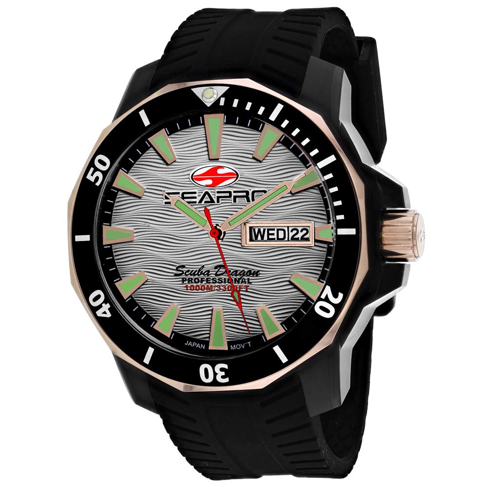 Seapro SP8321 Scuba Dragon Diver Limite Reloj analógico de cuarzo negro para hombre