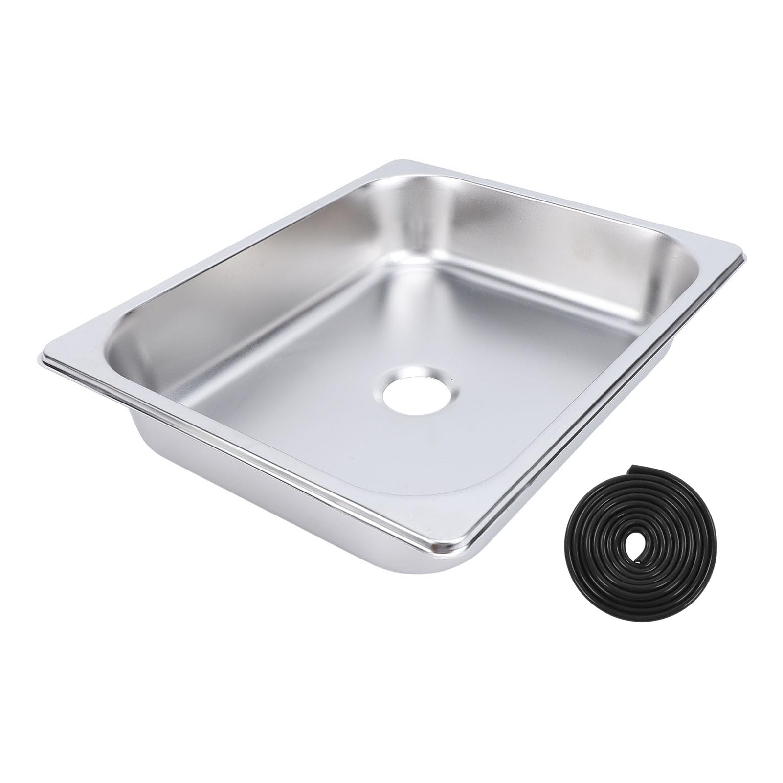 RV Sink, 325 X 265 X 65mm Stainless Steel Rectangle Single Bowl Sink, Square Drop in Kitchen Bathroom Wash Sink with 40mm Outlet for Caravan Motorhome (Stainless Steel Color,