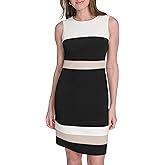 Tommy Hilfiger Womens Sleeveless Striped Scuba Crepe Sheath Mini Dress
