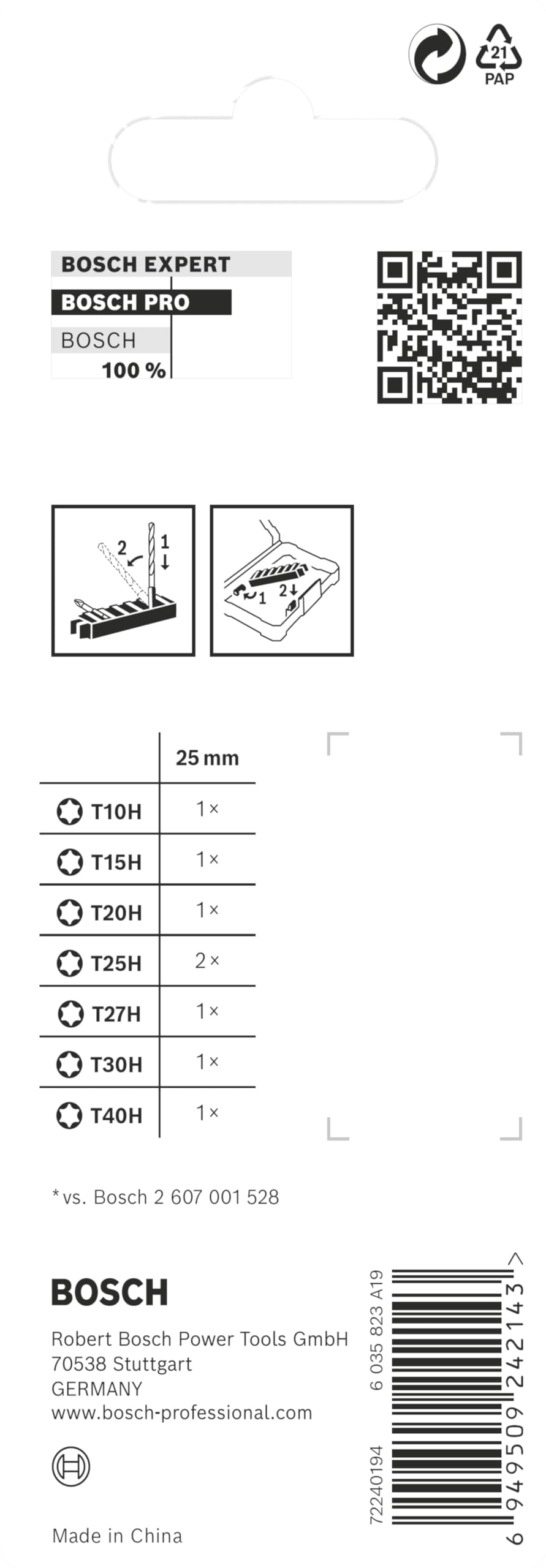Bosch 8x PRO Torx Security Impact Bit (170 x 70 mm, Professional Zubehör Schraubendreher, Schraubendreher) 4