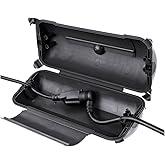 Flemoon Outdoor Extension Cord Safety Cover with Waterproof Protector Seal, Weatherproof Electrical Connection Box for Outdoor Outlets, Plugs, Sockets, Holiday Decorations, Power Tools, Black