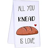 MAKIPTTE Funny Kitchen Towels, All You Knead is Love, Absorbent Tea Towel Dish Towel, Housewarming Gifts for Bakers Friends Mom, Farmhouse Kitchen Decor