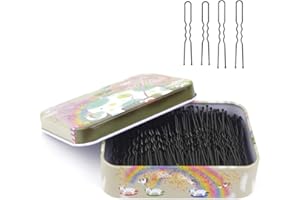 MAORULU 200pcs U Shaped Hair Pins Black with Cute Case, Hairpins for Buns, Premium Bobby Pins for Kids, Girls and Women, Great for All Hair Types(2.4 & 2 Inch) (Black)