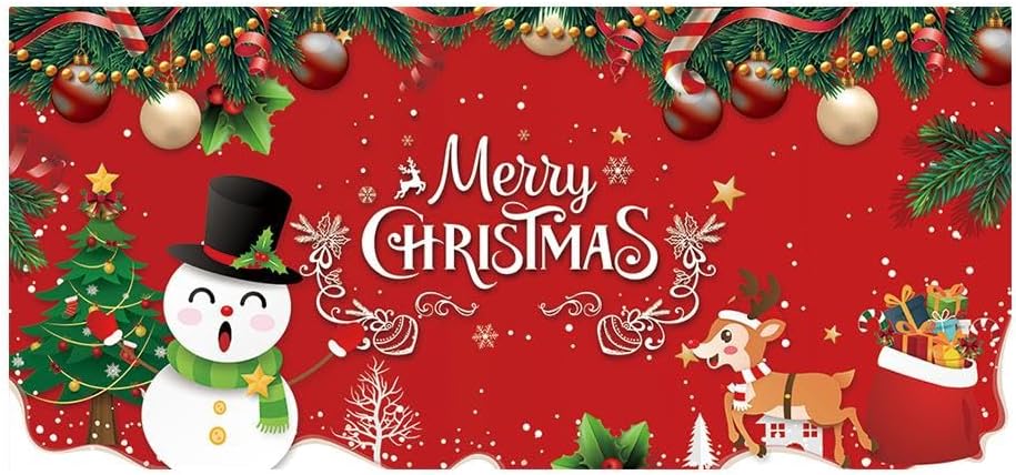 Garage Door Decorations - Christmas Garage Door 7x16 ft, Christmas Holiday Garage Door Banner Large Christmas Santa Snowman Background Decoration Winter Christmas Outdoor Banner for Party Decorations