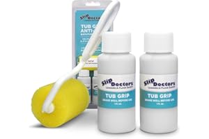 SLIP DOCTORS Anti-Slip Bath & Shower Floor Solutions (2 Bottles) – Tub Grip – Barefoot Friendly Non-Slip Coating Fixes Slippery Fiberglass & Acrylic Showers & Tubs
