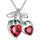 Vadmans Cute Fruits Necklace Sterling Silver Pineapple/Strawberry Pendant Fruits Jewelry for Women Gifts