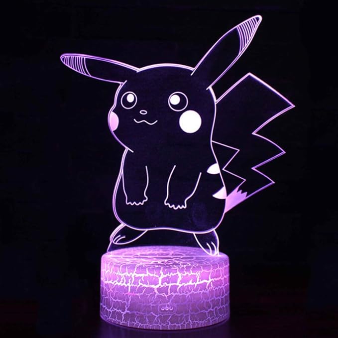 3D Pikachu Night Lights 7 Colors LED Optical Illusion Lamps Light with