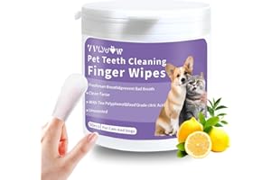 VVWVVW Dog Tooth Brushing Kit Dental Wipes, Dog & Cat Teeth Cleaning, No-Rinse Dog Finger Toothbrush, Dog Breath Freshener, Best for Dog Teeth Cleaning & Fresh Breath, 50 Counts