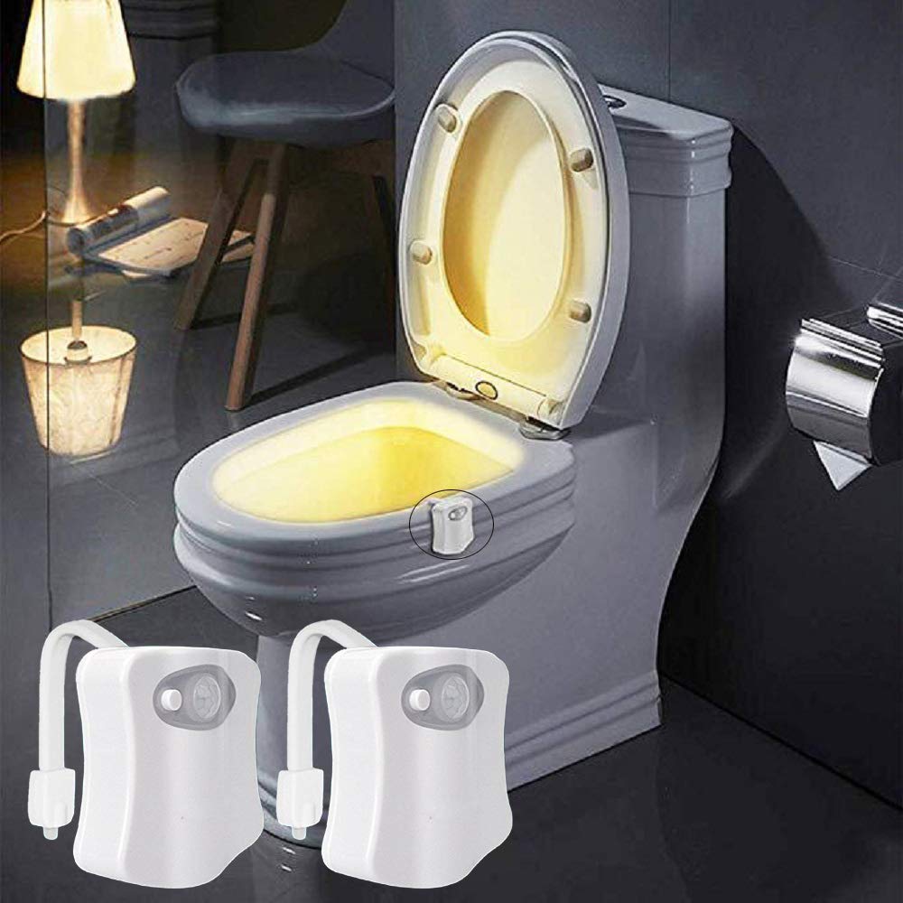 2 Pack 16-Color Motion Sensor LED Toilet Night Light Inside Toilet Bowl Seat Light for Bathroom Washroom (B-16-colors, 2 Pack)
