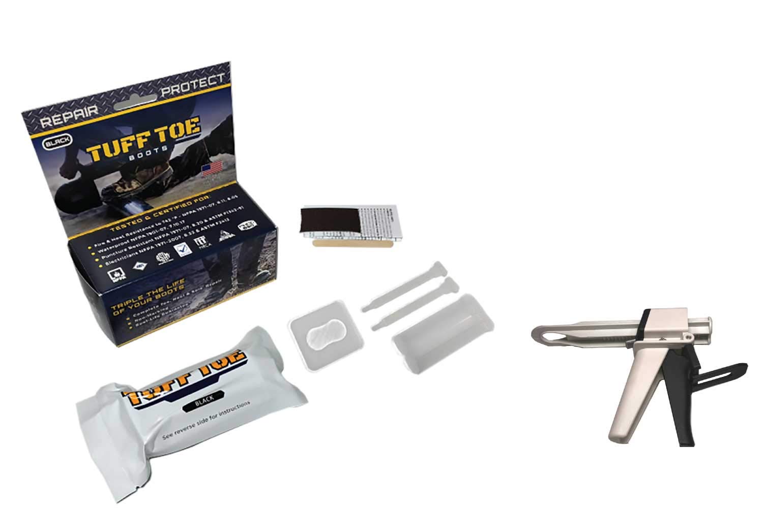 Tuff Toe Boot Repair Kit Combo APPLICATOR & Boot Bundle Combo Upgrade Leather Boot Seam Heel Shoe Adhesive to Resole, Restore Your Steel Toe Work Boots Special Upgrade Offer