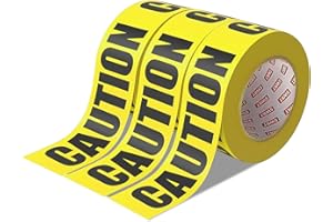 SWRT 3 Rolls Premium Yellow Caution Tape, 3 Inch x 1000FT(Total 3000FT) Bright Hazard Tape with Bold Black Text for Danger Zones/Sporting Events, Construction Tape for Crime Scenes/Halloween Decor