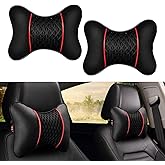 Loszaral 2Pcs Car Headrest Pillow, 28cm PU Leather Car Neck Support Pillow, Car Seat Head Neck Pillow for Driving Traveling