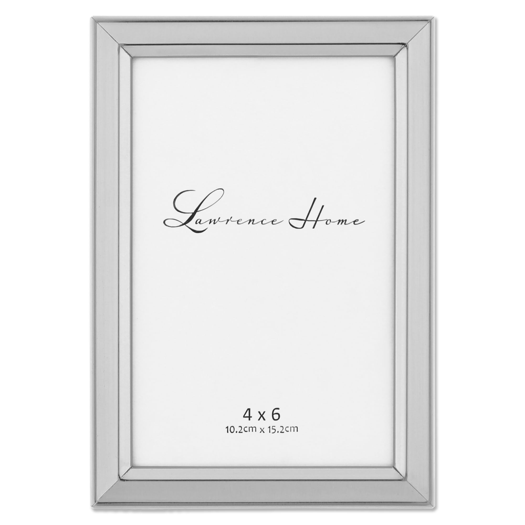 Lawrence Frames Brushed Silver Plated 4 by 6-Inch Metal Picture Frame, Silver — image 1
