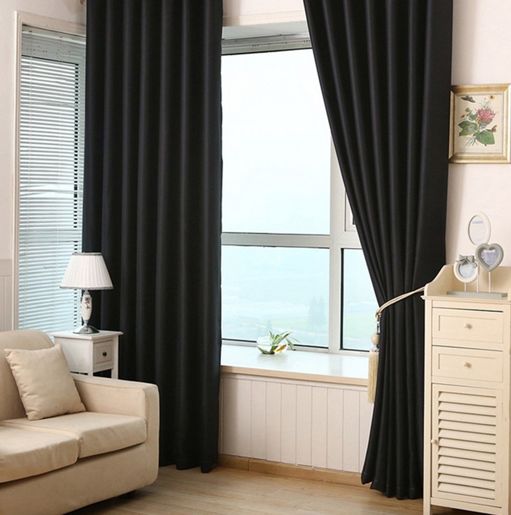 Yiyida Solid Thermal Insulated Blackout Pencil Pleat Curtains For