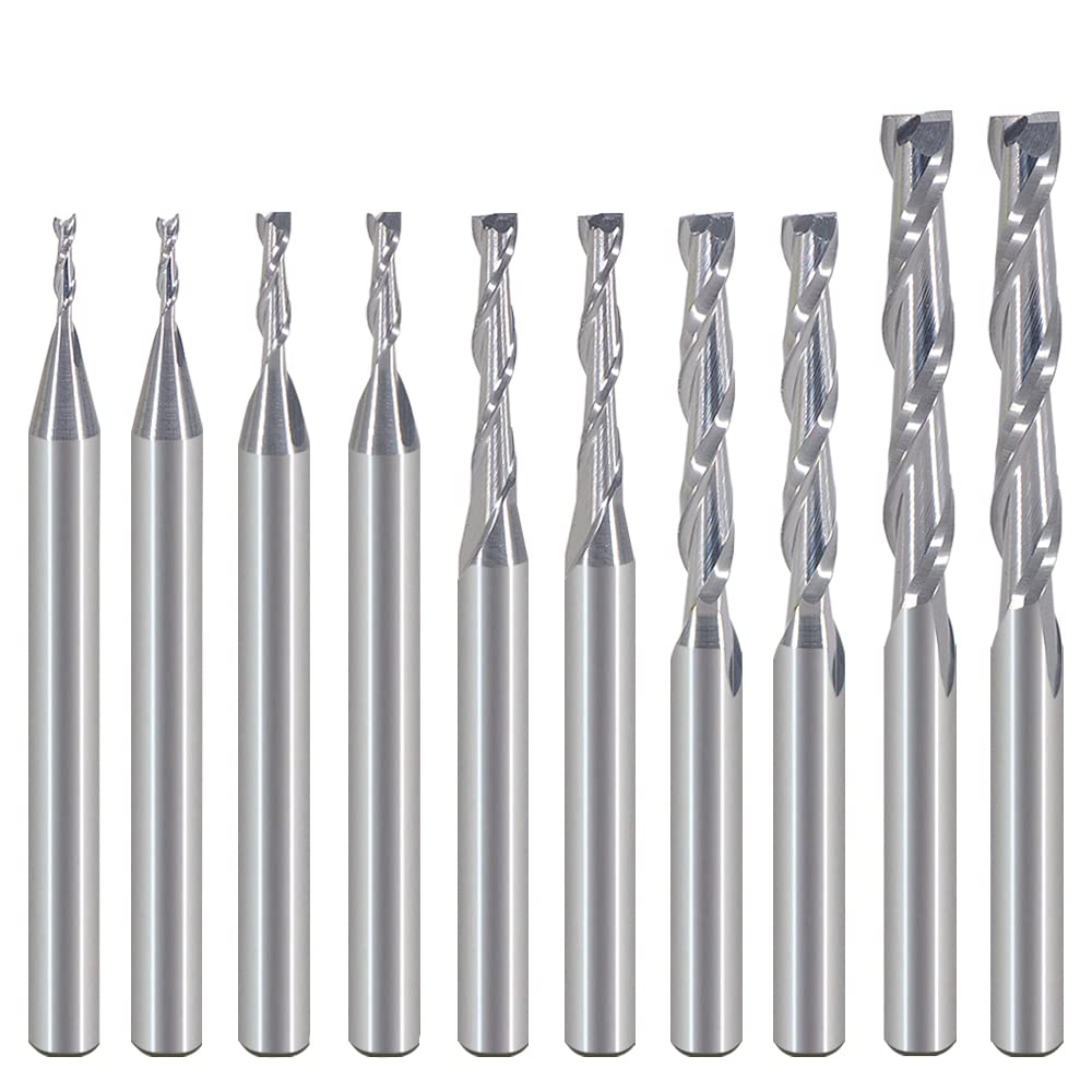 EU_HOZLY 1mm 1.5mm 2.0mm 2.5mm 3.175mm Carbide 2 Flute Spiral Milling Cutter CNC Engraving Router Bits
