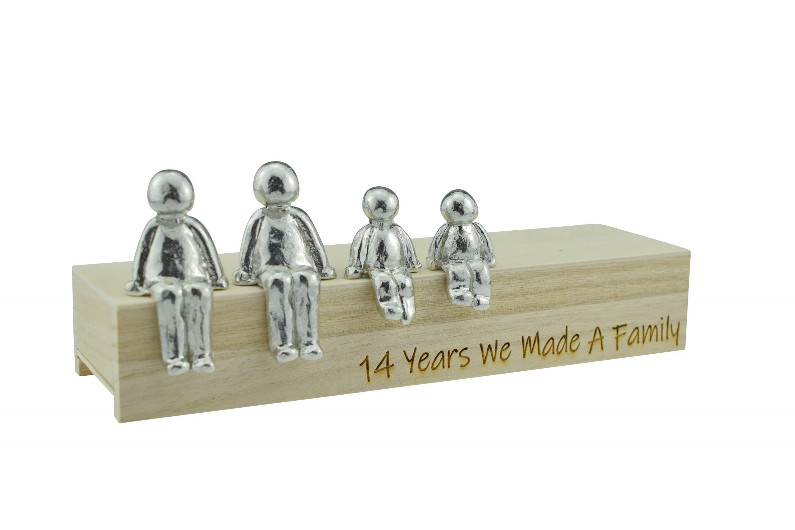 Pirantin 14th Anniversary Idea - 14 Years We Made A Family Metal Ornament - Choose Your Family Combination Box & Woodgrain May Vary(2 Children)