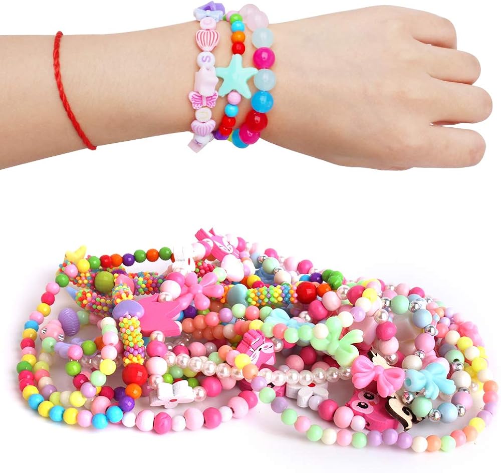 ONESING 22 Pcs Toddler Costume Jewelry Gift Princess Necklace Bracelet Set Girls Play Jewelry Kit Necklace Bracelet for Kids Play Dress Up: Clothing