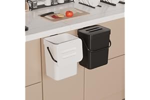 TODAYGO Small Trash Can with Lid, Kitchen Countertop Compost Bin, Outdoor Dog Poop Trash Can Odorless, Hanging Bathroom Garbage Can, Mini Desktop Waste Basket for Under Sink/Cabinet/Bedroom, 3L/0.8Gal, Black
