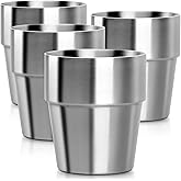 Beasea Stainless Steel Insulated Cup, 10 oz Stackable Stainless Steel Cups Set of 4, Small Metal Cup Double Wall Vacuum Insulated Drinking Cups Glasses for Home Restaurant Office Camping Party