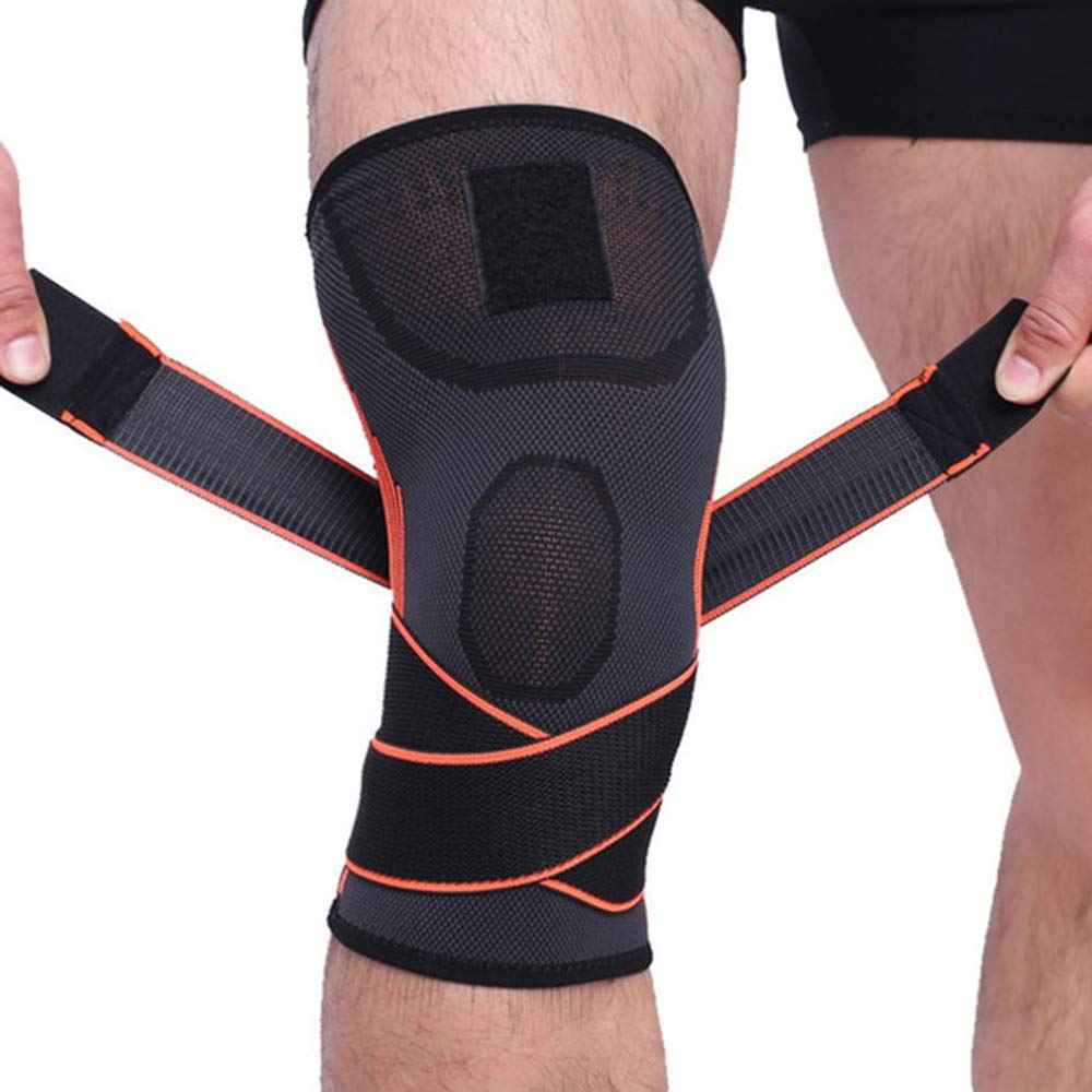Knee Support Brace with Adjustable Compression Straps, UMILLER Sports Knee Protector, Compression Brace for Joint Pain and Arthritis Relief, Improved Circulation Compression (M)
