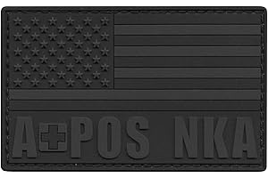 LEGEEON Blackout USA America Flag APOS A+ A POS Blood Type NKA Subdued No Known Drug Allergies Tactical PVC Rubber Patch